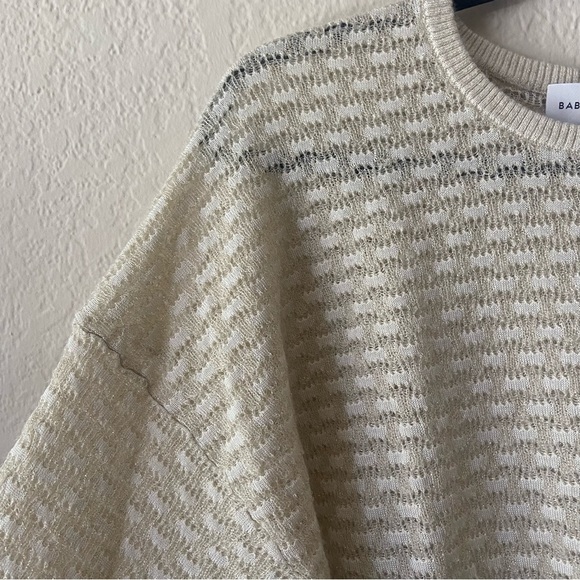 Aritzia Babaton Gold Metallic Oversized Mohair Wool Neutral Sweater XXS - Picture 6 of 9